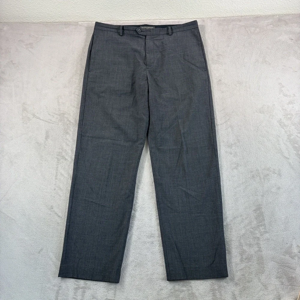 Vintage‎ Banana Republic Trouser Pants in Gray Wool Blend Men 36x31 Flat Front